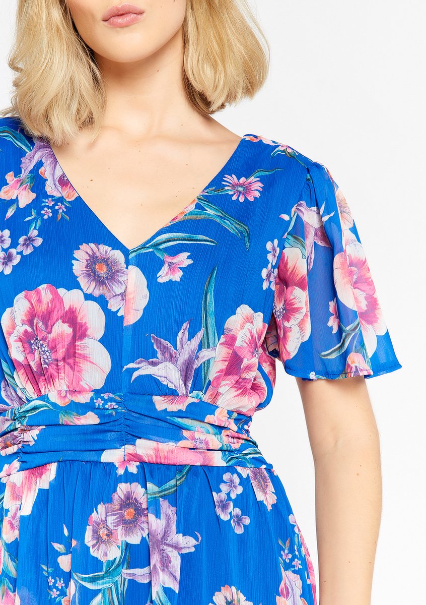 GRACE KARIN Maxi-jurk voor dames, A-lijn, lange mouwen, bloemen, chiffon, bruiloftsgast, Cl0211-06/Rozen op zwart, L