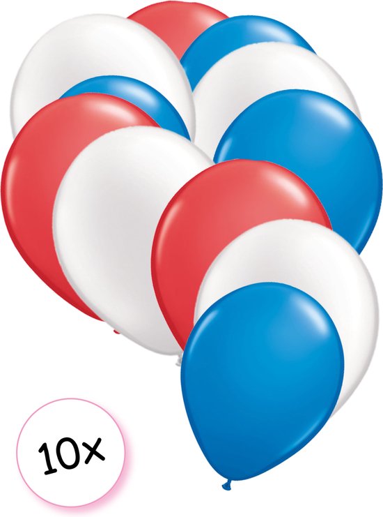 Ballonnen Rood, Wit & Blauw 10 stuks 30 cm | Landen | Nederland | EK/WK