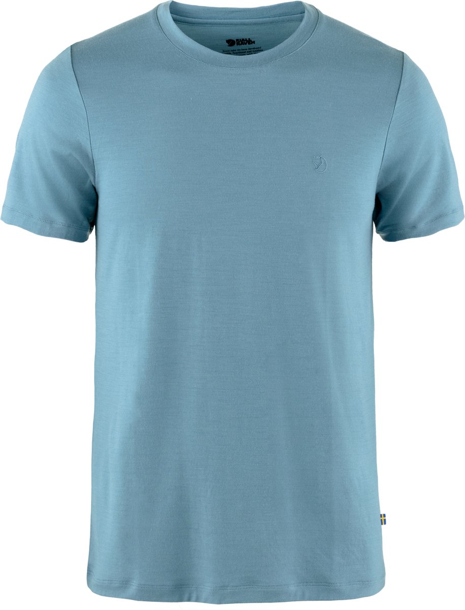 Fjallraven Abisko Wool SS Men Outdoorshirt Heren Wol Blauw