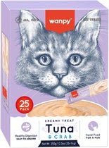 Wanpy Creamy Lickable Treats Tonijn & Krab - Voordeelpack 25 Stuks - Kattensnack