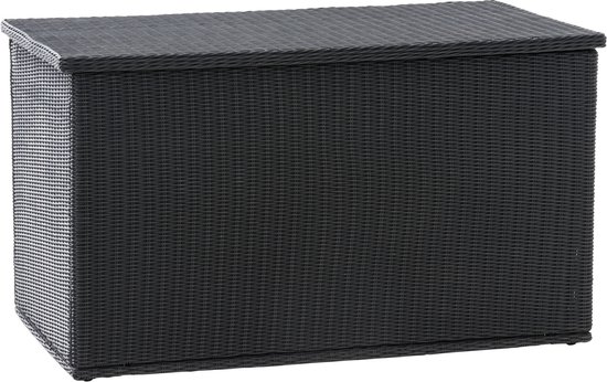 Tidyard Opbergbox voor tuin, rotan, groot, tuinbox, kussenbox, tafelkist, met gasveren, 200 x 50 x 60 cm, bruin