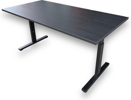 Instelbaar bureau (in hoogte verstelbaar) - zwart blad - zwart onderstel - 160 x 80 - NIEUW - height adjustable desk - gaming desk - computertafel - thuiswerken