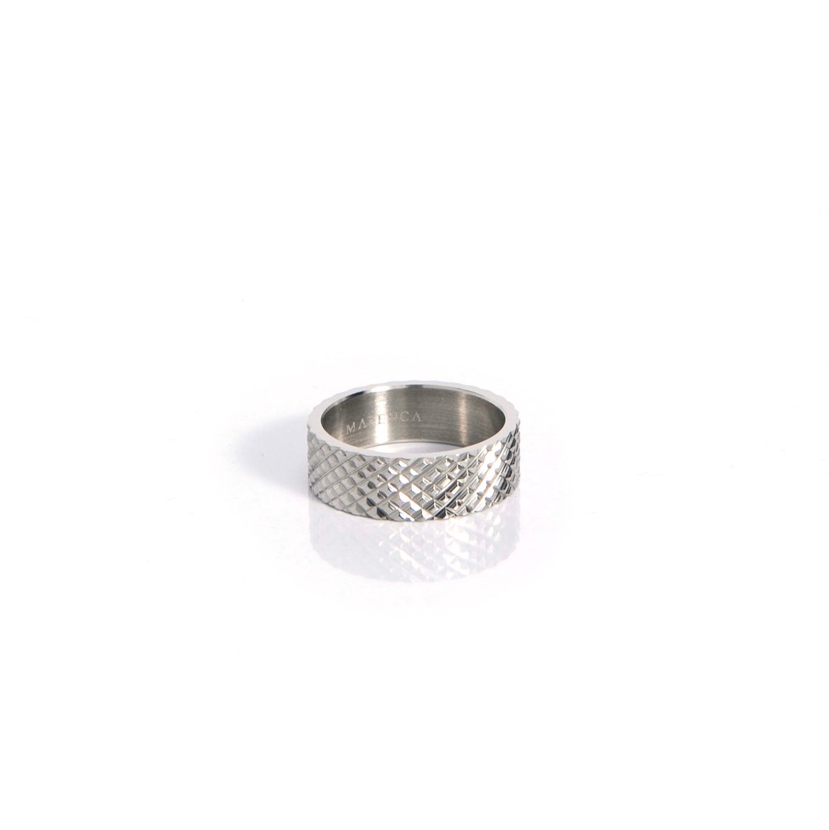 Marenca zilveren heren ring met ruitdetails (M)