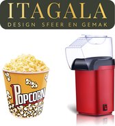 Machine à Popcorn ITAGALA - Système à Air Chaud - Machine à Popcorn - Popcorn - Machine à Popcorn - Machine à Popcorn - 1200W - Rouge - Prêt en 3 Minutes - Sans Huile