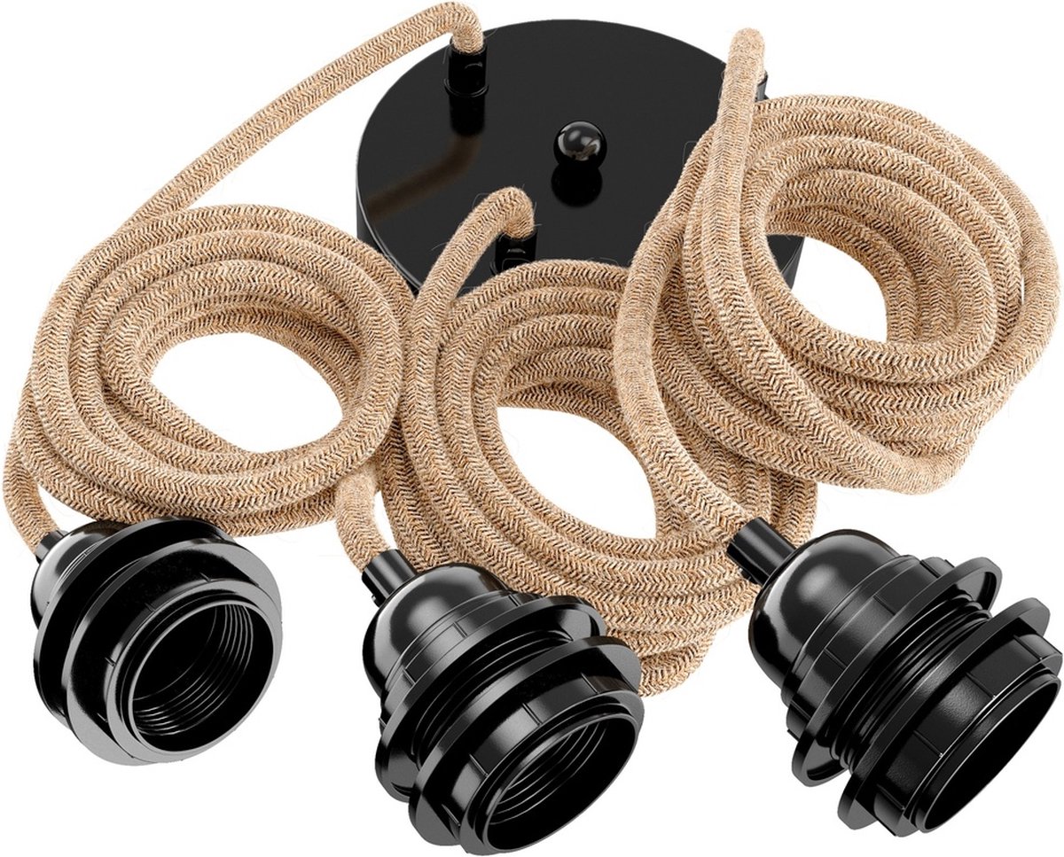 Lampfitting voor plafond - Natuur - 3 fittings zwart