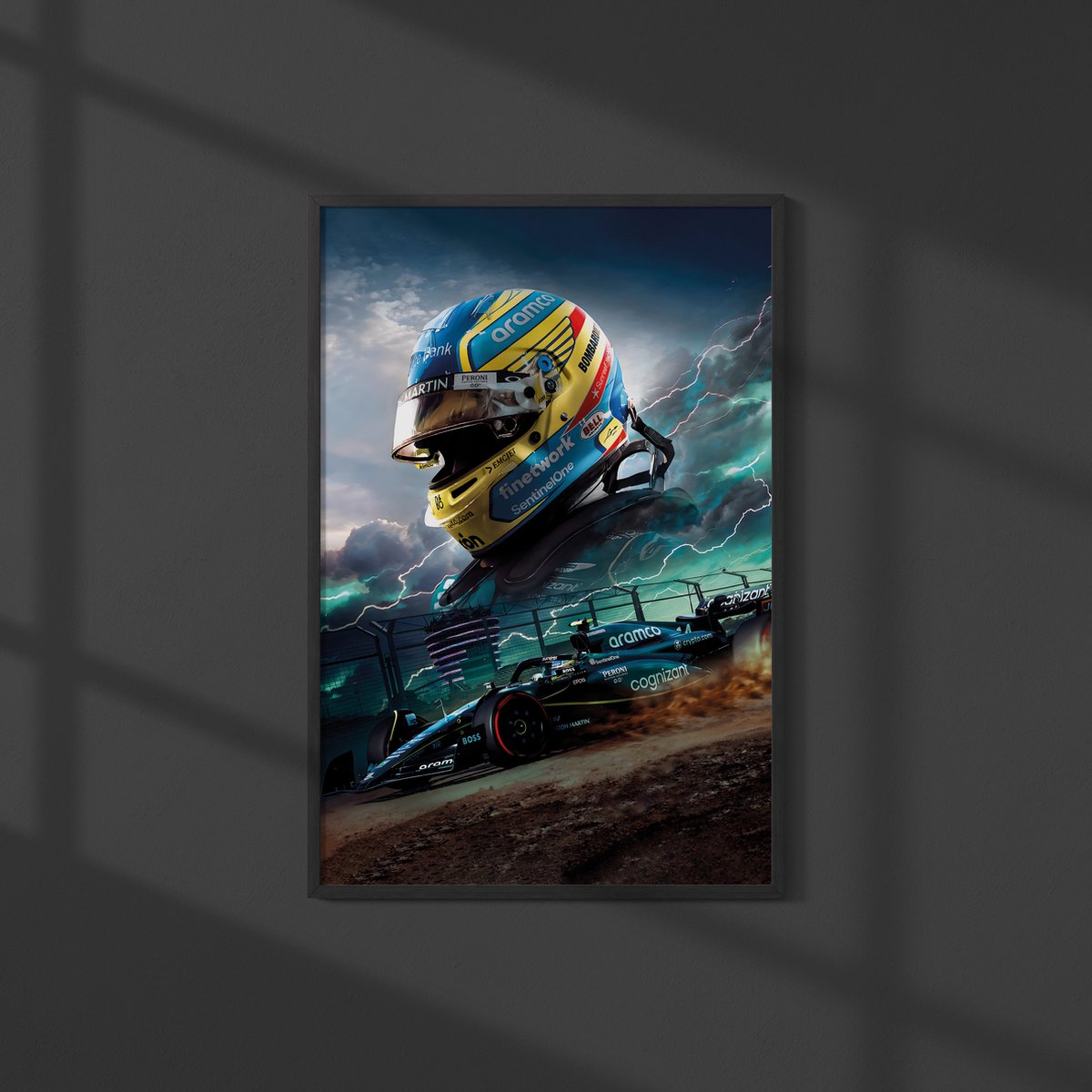 2023 Fernando Alonso Formule 1 Aston Martin Poster - Formaat 70x50 cm