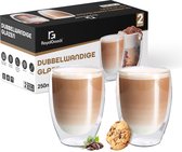 RoyalGoods® Dubbelwandige Glazen – Koffieglazen - Theeglazen – 250ML – 2 Stuks – Cappuccino Glazen - Latte Macchiato Glazen