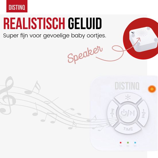 DistinQ White Noise – White Noise Machine – White Noise Baby – Witte Ruis – Draadloos en Oplaadbaar Muziekdoosje
