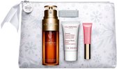 Clarins Collection Double Serum Giftset - Double Serum 50 ml + Beauty Flash Balm 15 ml + Clarins Instant Light Natural Lip Perfector 01 Rose Shimmer 5 ml + Toilettas - cadeauset voor dames