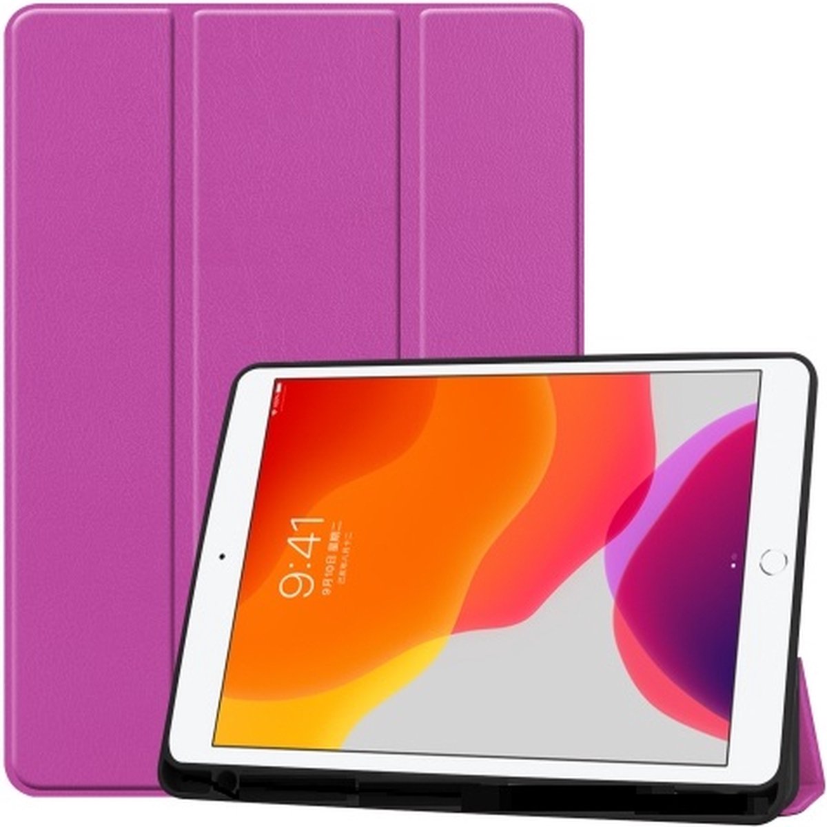 Apple iPad 2/3/4 magnetische Wallet case /flipcase stand/ hardcover achterzijde/ smart cover kleur Paars