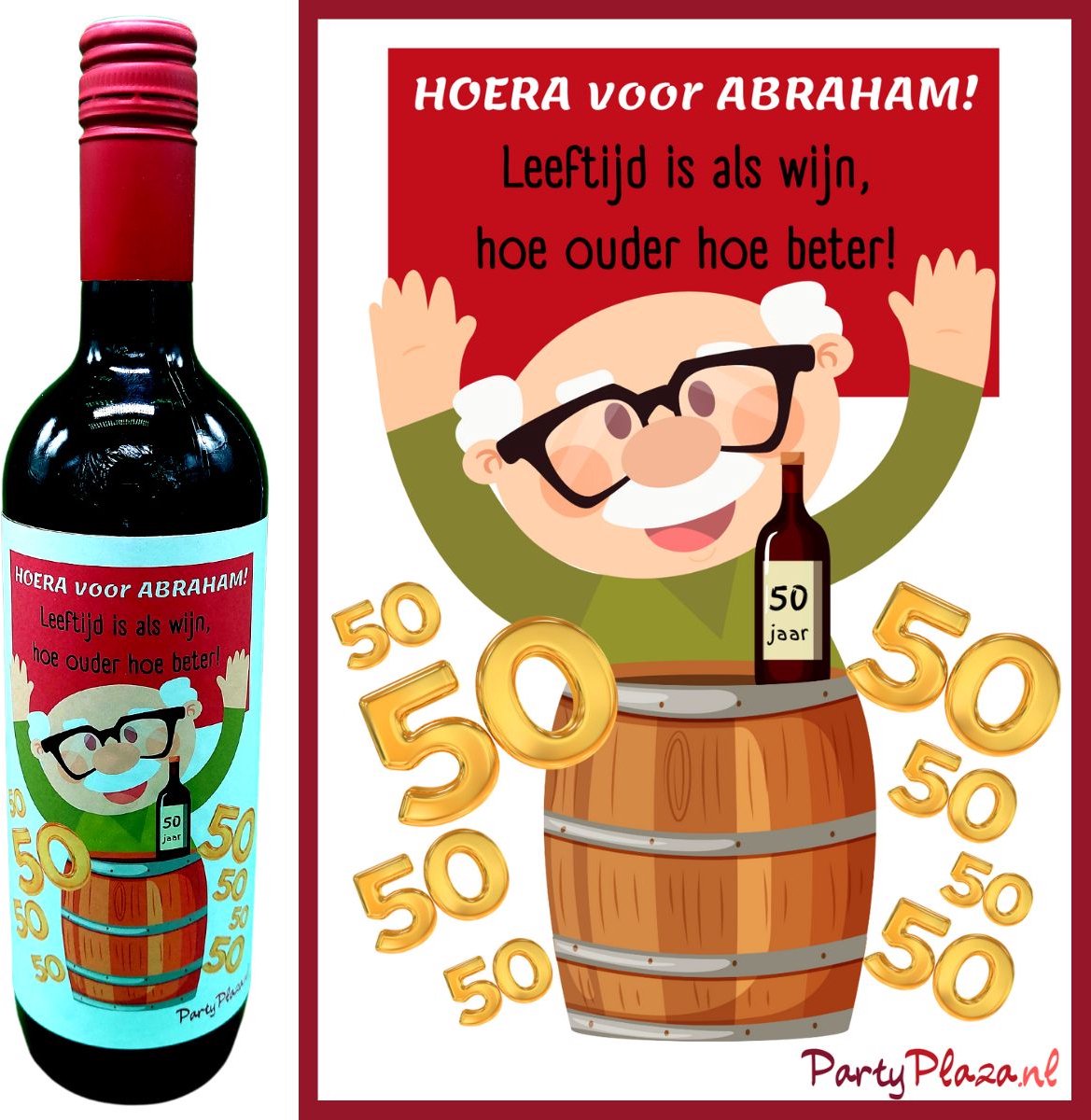 Wijnetiket Abraham 50 jaar - Wijnlabel met wijnhumor - Etiket voor wijnfles - Wijn Cadeau voor 50-jarige