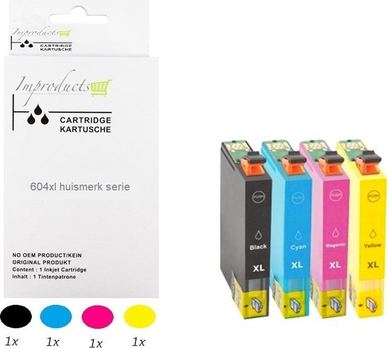 Pack de 4 encres compatibles Epson 604XL Noir