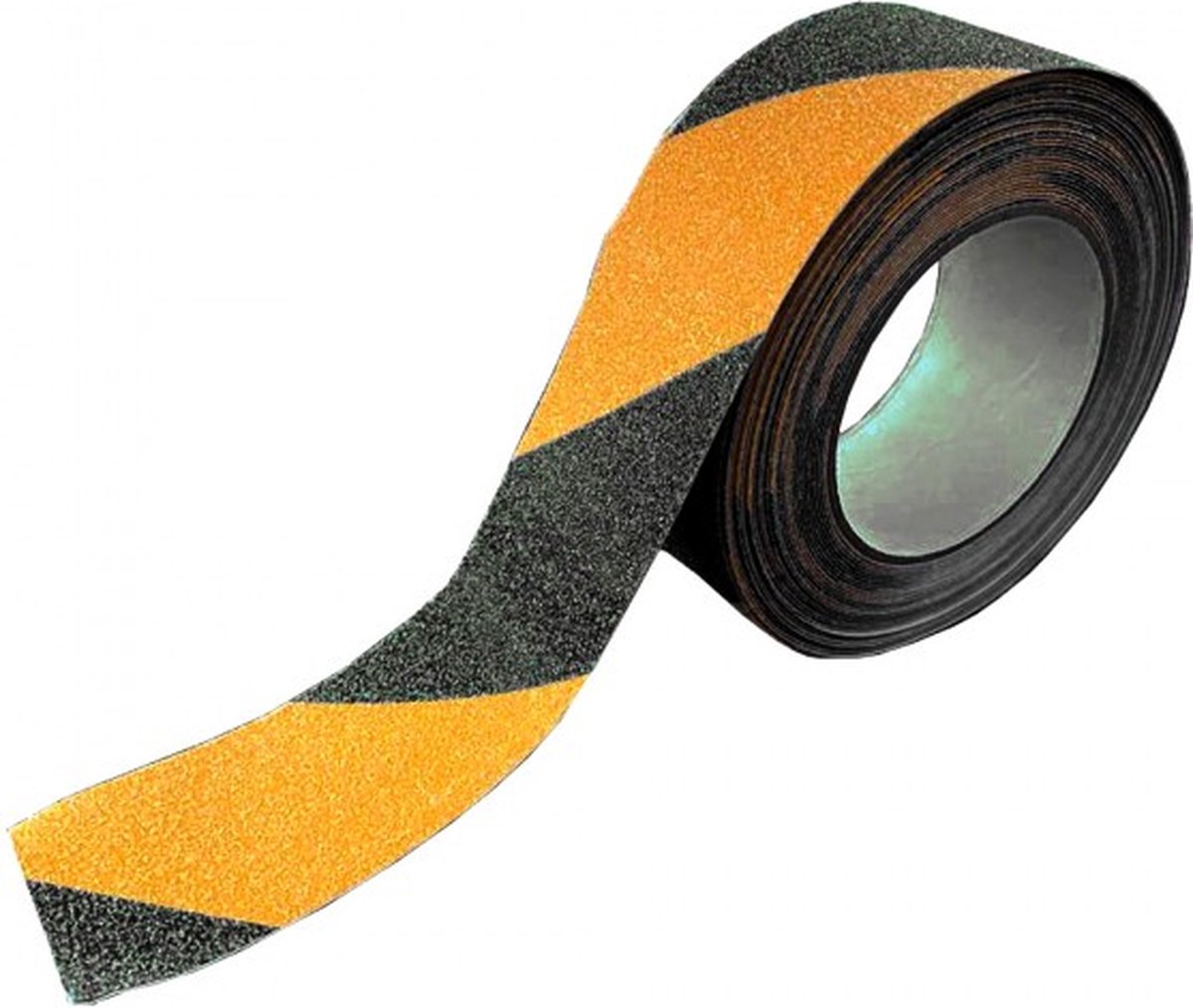 Antisliptape | Veiligheidstape | Markeringstape | Gevarentape | Waarschuwingstape Zwart Geel B=50mm L=10m - Binnen en buiten gebruik met sterke zelfklevende laag