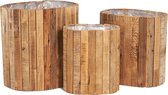 DKNC - Plantenbak hout - 38x28x38 cm - Set van 3 - Natuurlijk