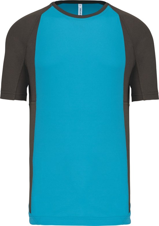 Tweekleurig sportshirt unisex 'Proact' korte mouwen Light Turquoise/Dark Grey - 3XL