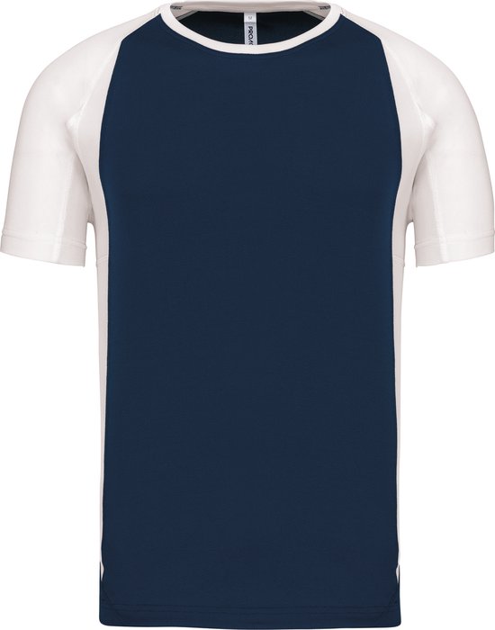 Tweekleurig sportshirt unisex 'Proact' korte mouwen Navy/White - XL
