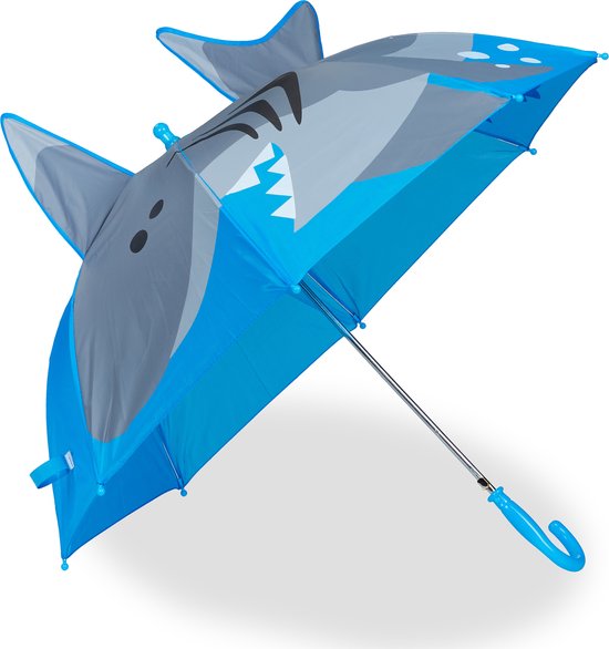 Relaxdays kinderparaplu haai - Ø 78 cm - polyester - peuterparaplu - paraplu  jongens - 3D | bol.com