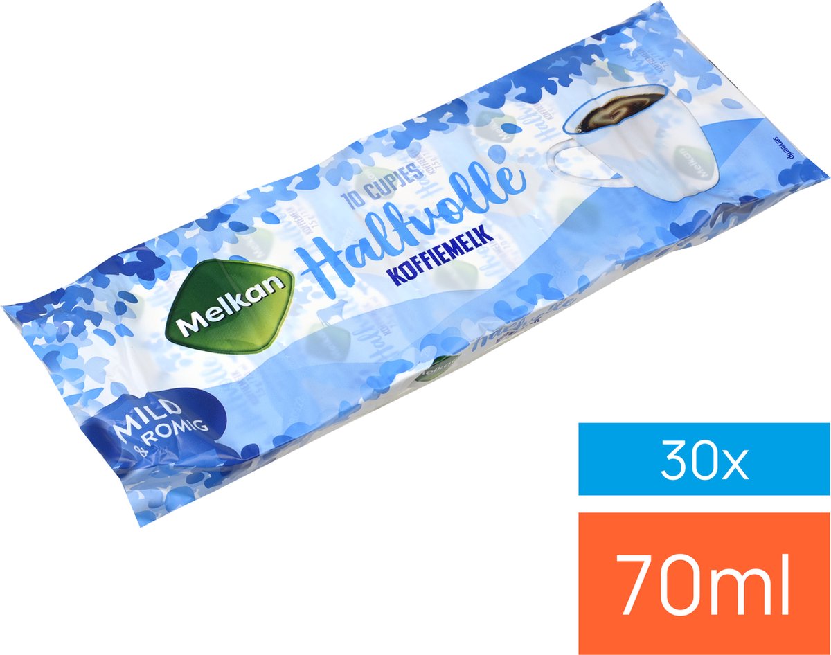 Melkan Koffiemelk cups Halfvol 30x 10 cups
