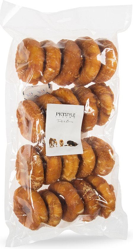 Petstyleliving Gepofte Ring met Kip 7,5cm - 20 stuks - Hondensnack