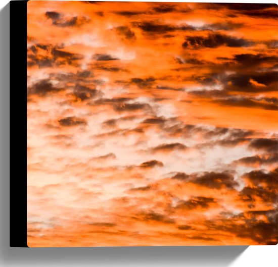 Canvas - Witte Wolken in Kleurrijke Lucht door Zonsondergang - 30x30 cm Foto op Canvas Schilderij (Wanddecoratie op Canvas)