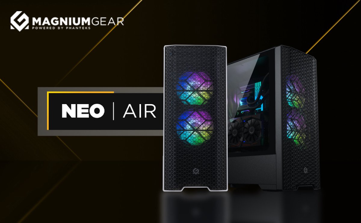 Magniumgear Neo Air ATX Mid-tower, High Airflow Mesh front design, 2x ...