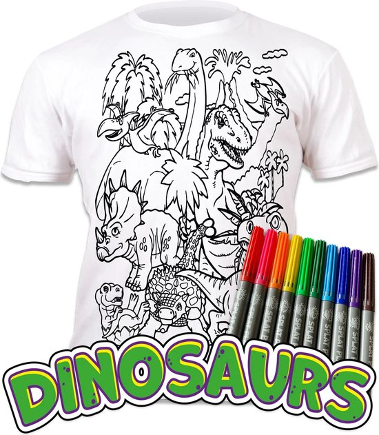 Inkleur T-Shirt - Dinosaurs - 128-134