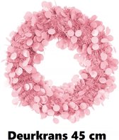 Deurkrans 45cm baby roze - Decoratie thema feest krans geboorte glitter and glamour party
