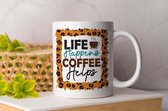 Mok Life happens coffee helps- Koffie - Coffee - Koffieliefheber - Coffee lover - Cadeau - cup of coffee