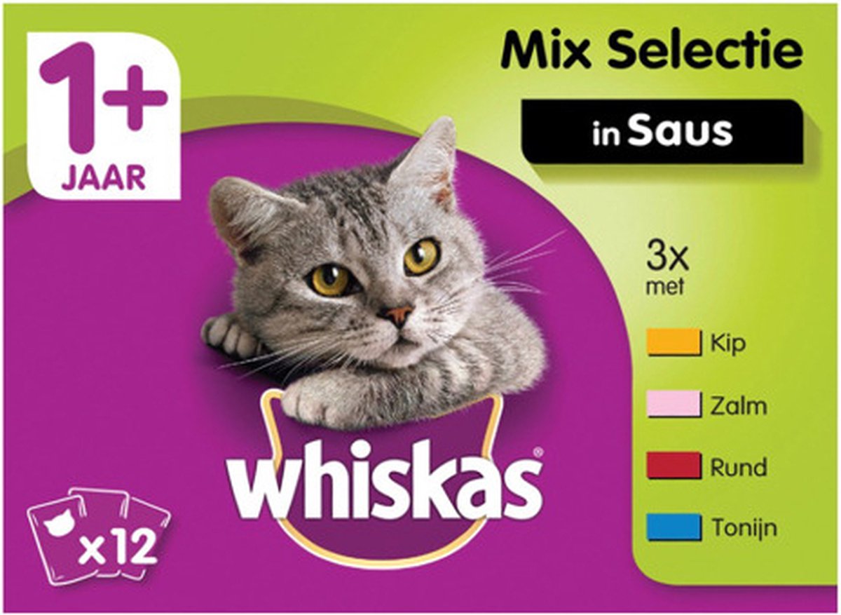 Whiskas - Meal Pouches Mix Selection In Sauce 1+ an (96 x 100g)
