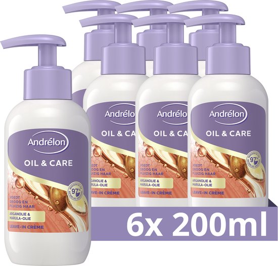 Andrélon Oil & Care Leave-In Haarcrème - 6 x 200 ml - Voordeelverpakking |  bol.com