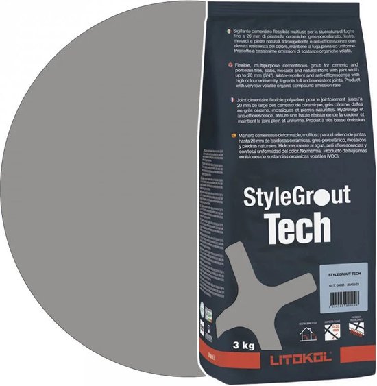 Foto: Litokol stylegrout tech silver 3 voeg 3 kg voegmiddel kleur zilver