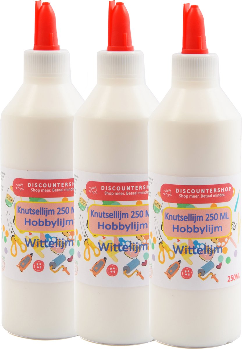 Knutsellijm 250 ml per fles - 750 ML drie flesjes - Universele lijm voor knutselen - Knutsellijm voor kinderen - Betaalbaar en veelzijdig
