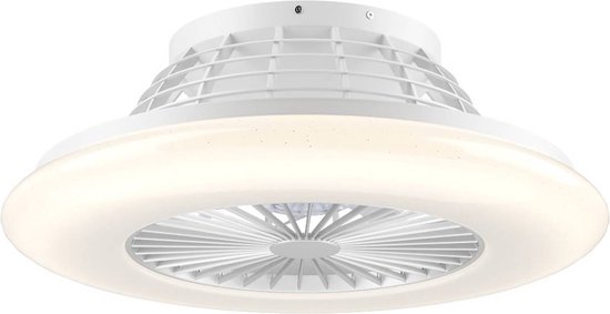 Starluna - Plafondventilatoren met verlichting- met dimmer - 1licht - staal, kunststof - H: 16.8 cm - wit, chroom - Inclusief lichtbron