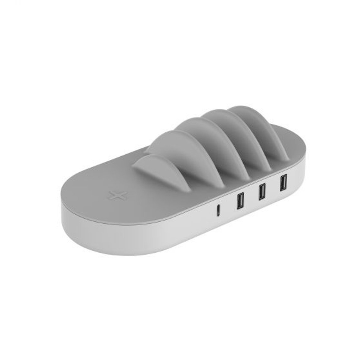 Xlayer Wireless Charger Family - QI-gecertificeerd oplaadstation - 3 x USB, 1 x USB-C, 1 x draadloos opladen - max. 50W - wit, grijs