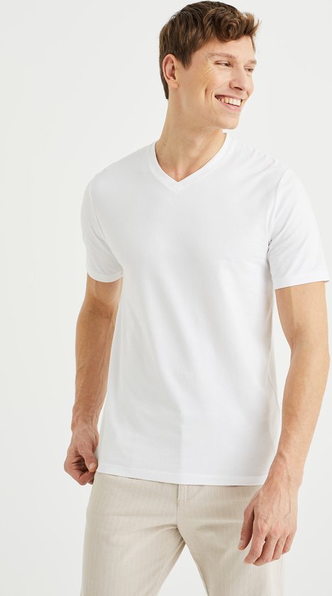 WE Fashion Heren tall fit T shirt van biologisch katoen 2 pack