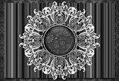 Fotobehang Vintage Pattern Black White | XXL - 206cm x 275cm | 130g/m2 Vlies