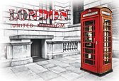Fotobehang City London Telephone Box Red | XXL - 312cm x 219cm | 130g/m2 Vlies