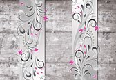 Fotobehang Pattern Flowers Wall  | DEUR - 211cm x 90cm | 130g/m2 Vlies