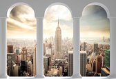 Fotobehang New York City Skyline Pillars Arches | XXL - 312cm x 219cm | 130g/m2 Vlies