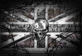 Fotobehang Alchemy Skull Union Jack Tattoo | XXXL - 416cm x 254cm | 130g/m2 Vlies