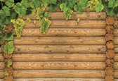 Fotobehang Log Cabin Wood Grapes | XL - 208cm x 146cm | 130g/m2 Vlies