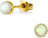 Aramat jewels ® - Zweerknopjes opaal wit chirurgisch staal goudkleurig 5mm