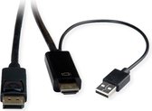 ROLINE 11.04.5991, 1 m, HDMI + USB, DisplayPort, Mâle, Mâle, Droit