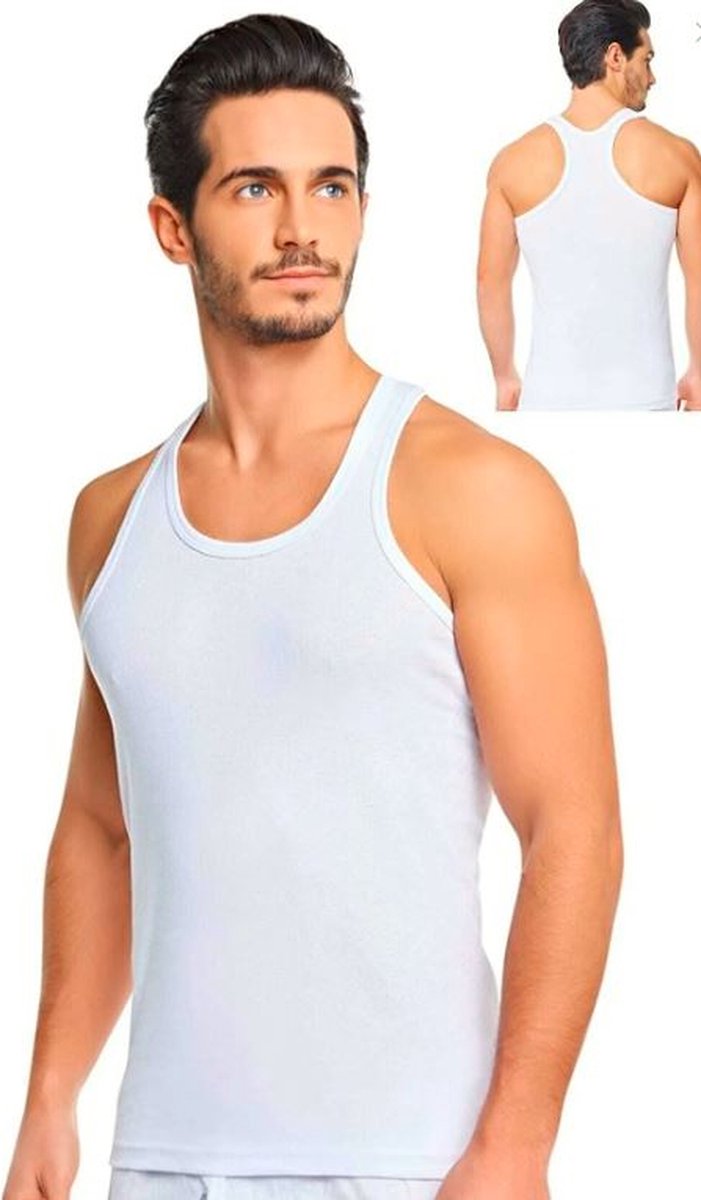 3Pack - Heren Onderhemd - %100 Katoen - Halterhemd - Tanktop - Maat M - Wit