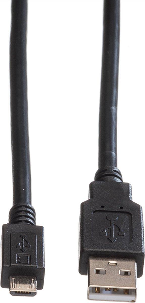 ROLINE USB 2.0 Kabel, USB A Male - Micro USB B Male, zwart, 3 m