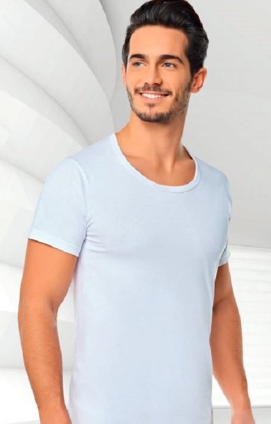 - Heren Onderhemd - %100 Katoen - T-shirt - Korte mouwen - Ondershirt - Wit