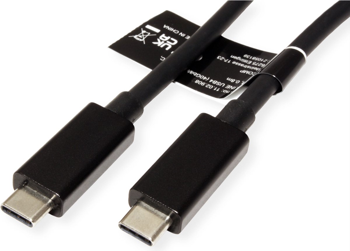 ROLINE USB4 Gen 3 Kabel, Emark, C-C, M/M, 40Gbit/s, 100W , zwart, 0,5 m