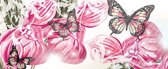 Papier peint Papillons Fleurs | PANORAMIQUE - 250cm x 104cm | Polaire 130g / m2
