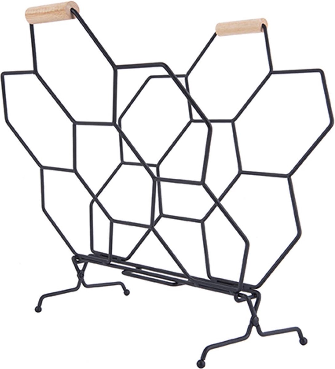 Present Time Tijdschriftenrek Honeycomb - Mat Zwart - 40x33x45cm - Scandinavisch