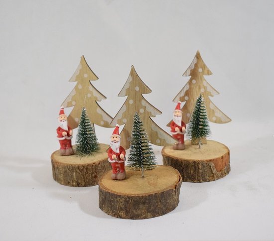 ZoeZo Design - set van 4 stuks - kerst - kerstdecoratie - hout - H 13 x Ø 7 cm
